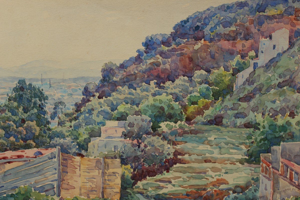 Orientalist Watercolor Algiers, Bd Bru, 1906-photo-3