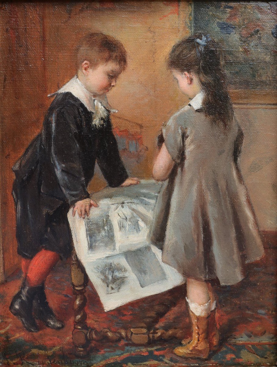 Albert Roosenboom (1845-1875) - Children Reading-photo-2