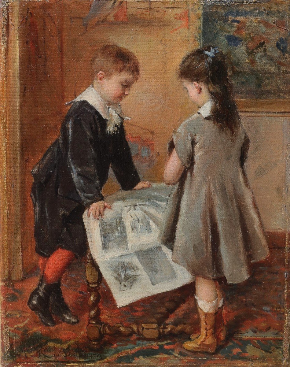 Albert Roosenboom (1845-1875) - Children Reading