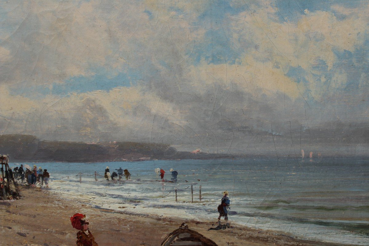 Sea Bathing In 1900, Lively Beach. Godchaux 19th Century-photo-4