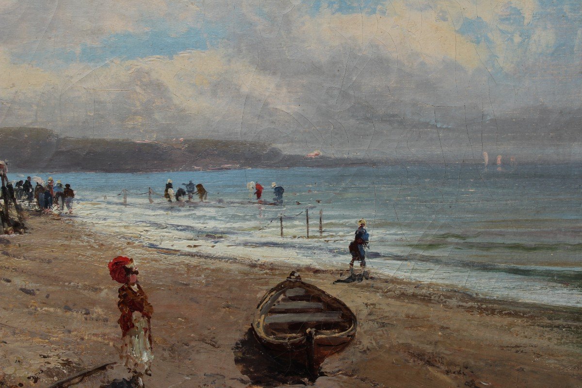 Sea Bathing In 1900, Lively Beach. Godchaux 19th Century-photo-5