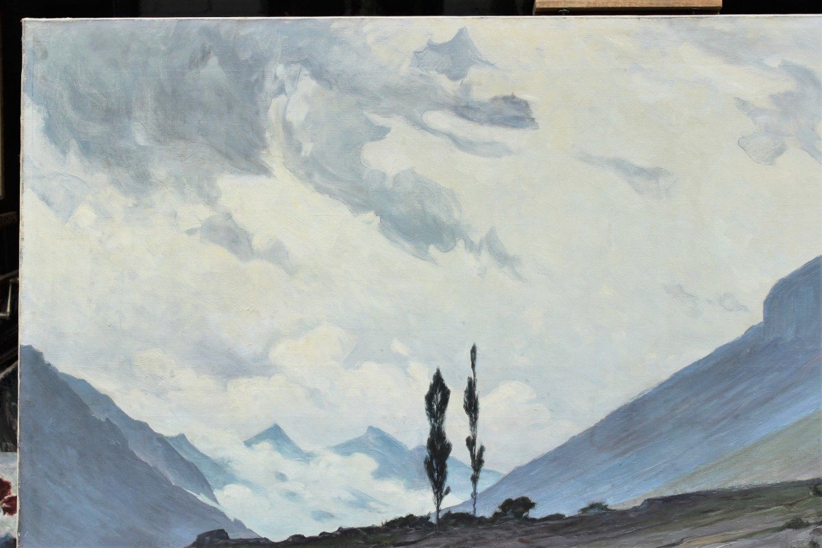 Large Mountain Painting, Vercors - Oscar Louis Mascré (1865-1943)-photo-3