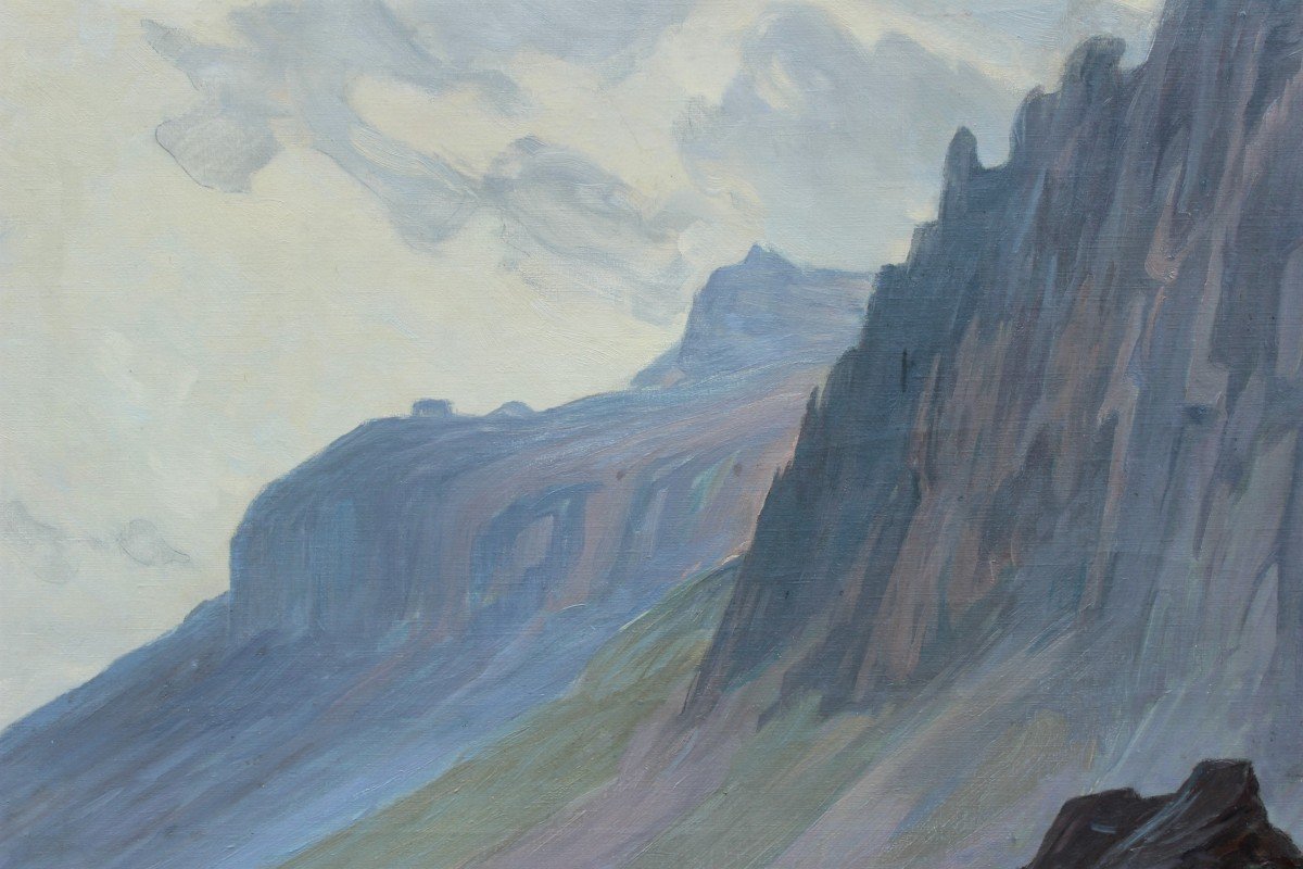 Large Mountain Painting, Vercors - Oscar Louis Mascré (1865-1943)-photo-4