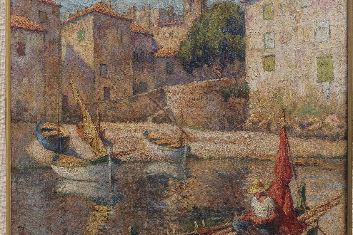 Le vieux port de Saint-Tropez. Charles Alb. Hector BASTOGY (XX)-photo-4