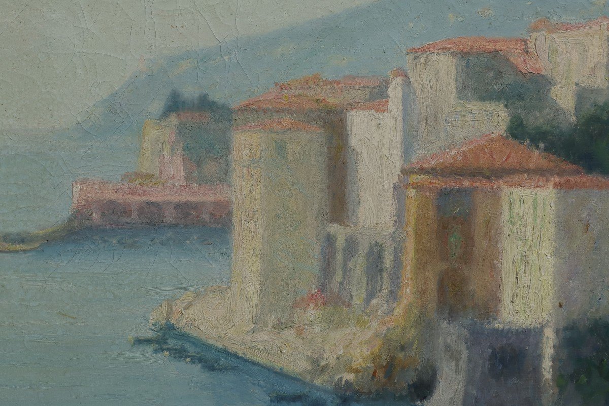 Raymond Thibésart (1874-1963). View Of Villefranche Sur Mer-photo-4