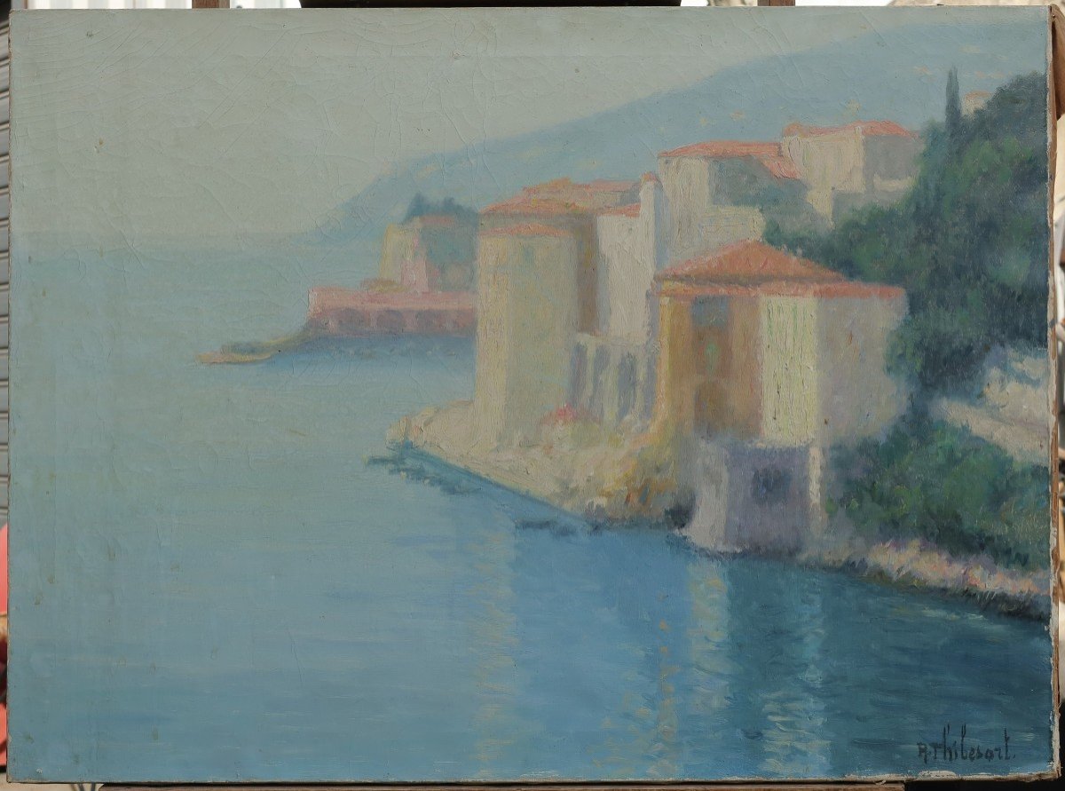 Raymond Thibésart (1874-1963). View Of Villefranche Sur Mer-photo-8