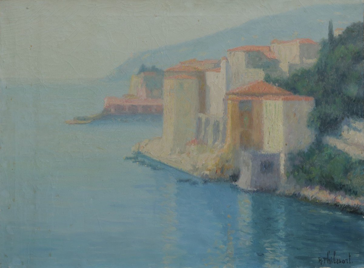 Raymond Thibésart (1874-1963). View Of Villefranche Sur Mer