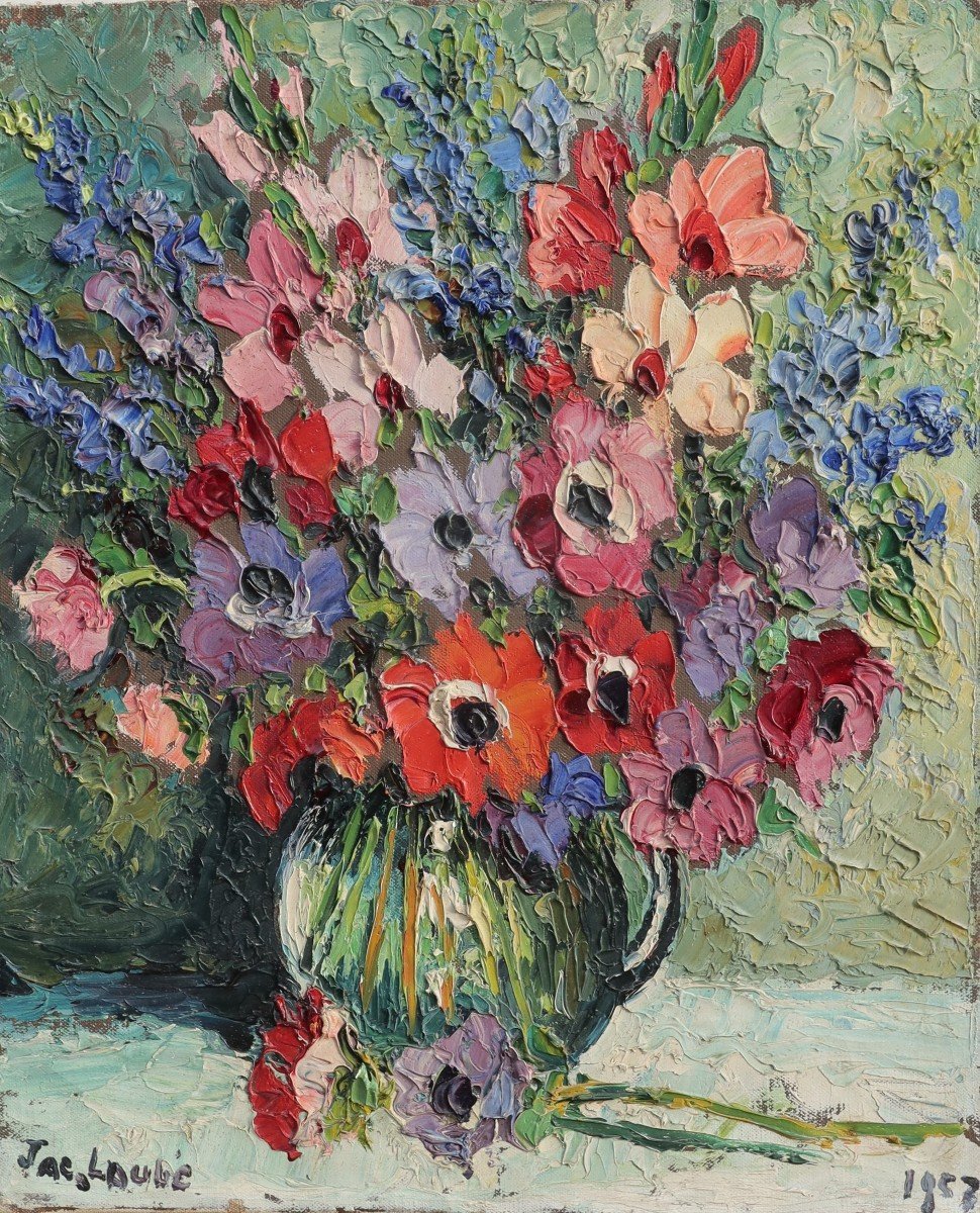 Bouquet Of Flowers, Anemones. Jac Laubé 1957