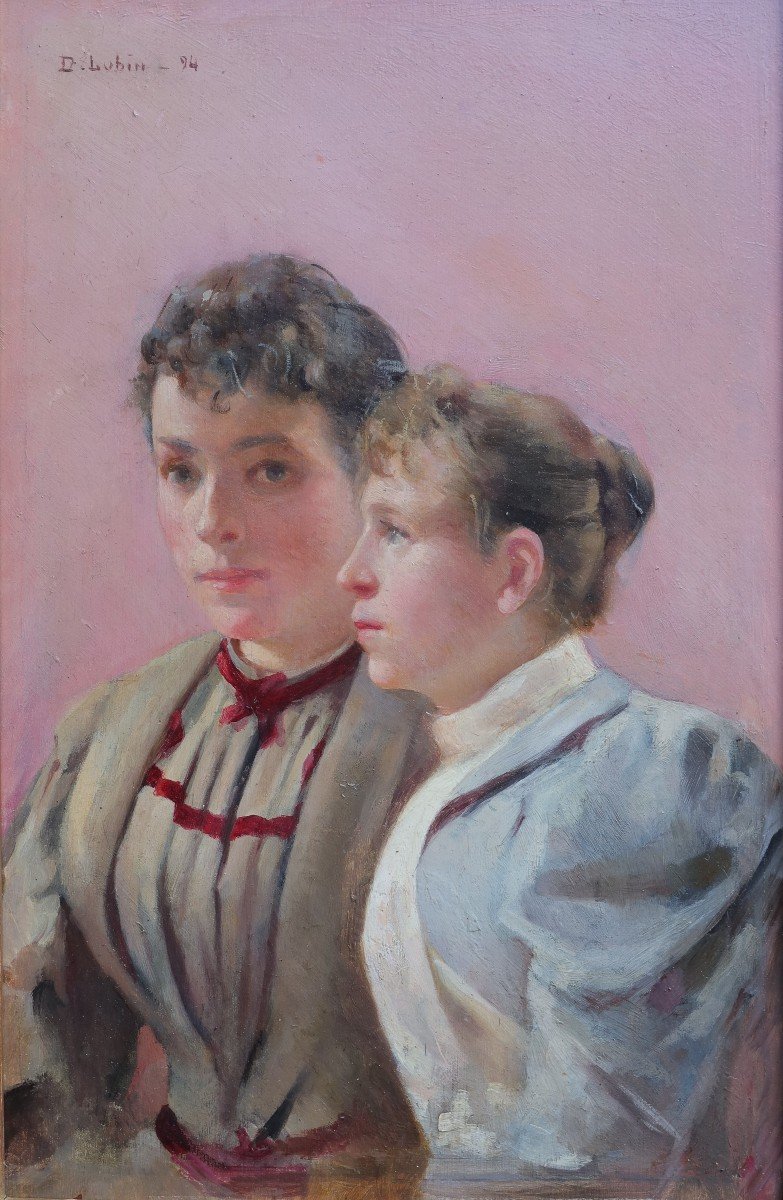 Portrait Of Two Young Women 1894. D. Lubin 19th-20th Century-photo-2