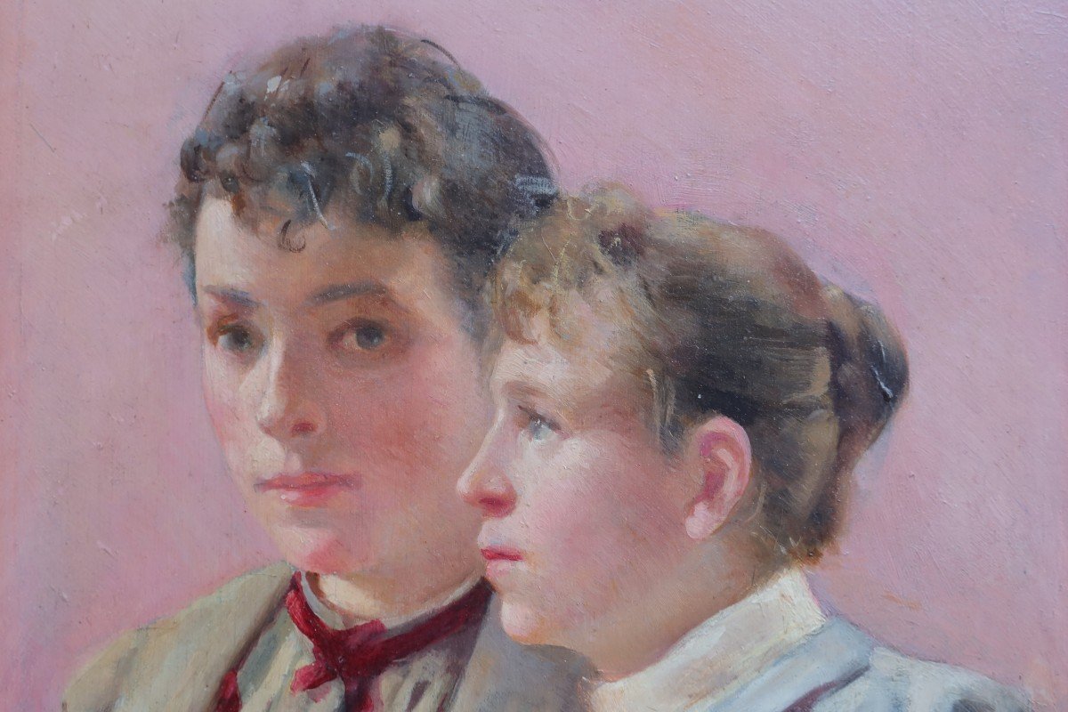 Portrait Of Two Young Women 1894. D. Lubin 19th-20th Century-photo-2