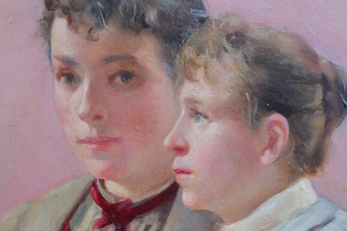 Portrait Of Two Young Women 1894. D. Lubin 19th-20th Century-photo-3