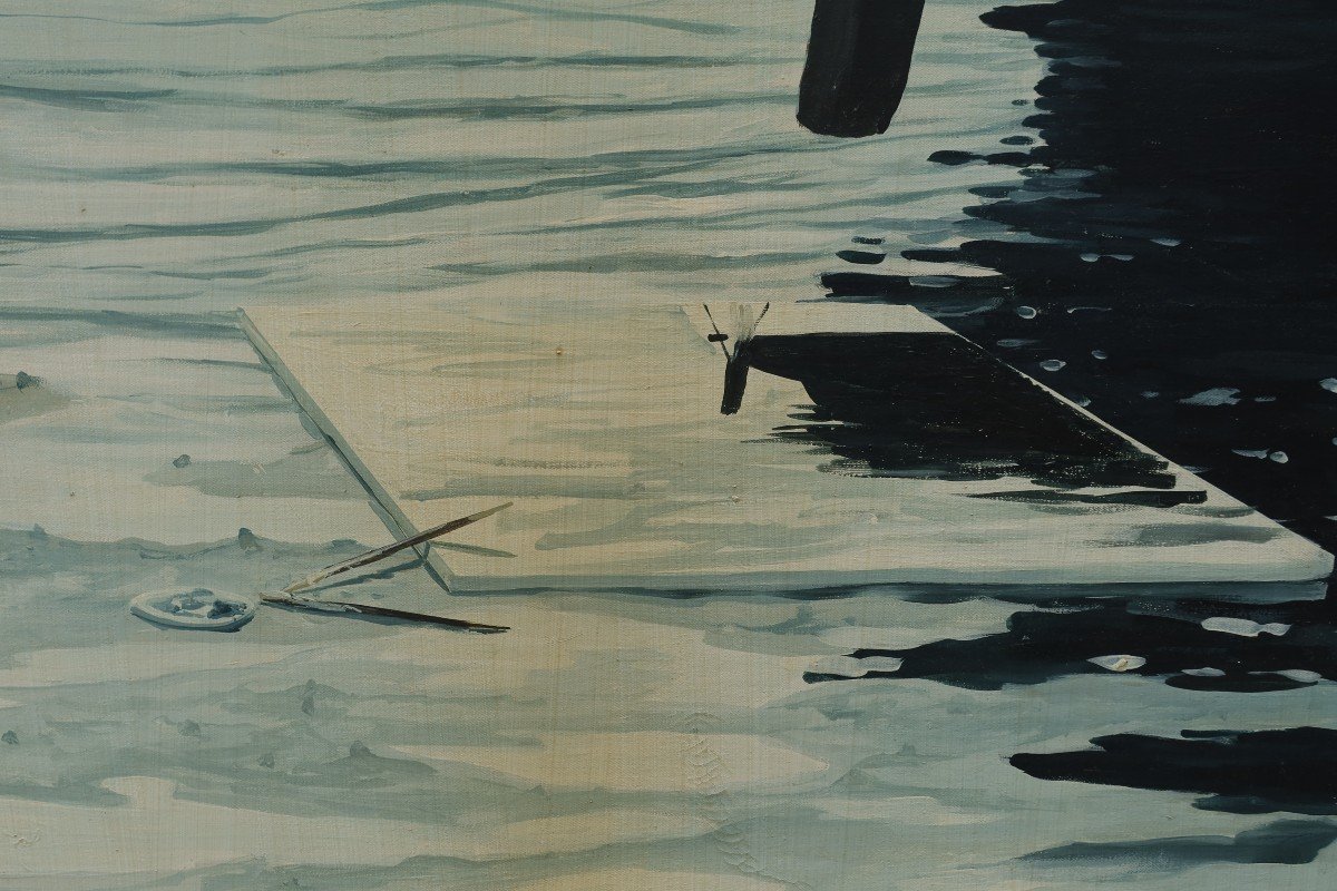 Marine With The Painter's Palette. Jean-nicolas Cornelius (1943-2021)-photo-3