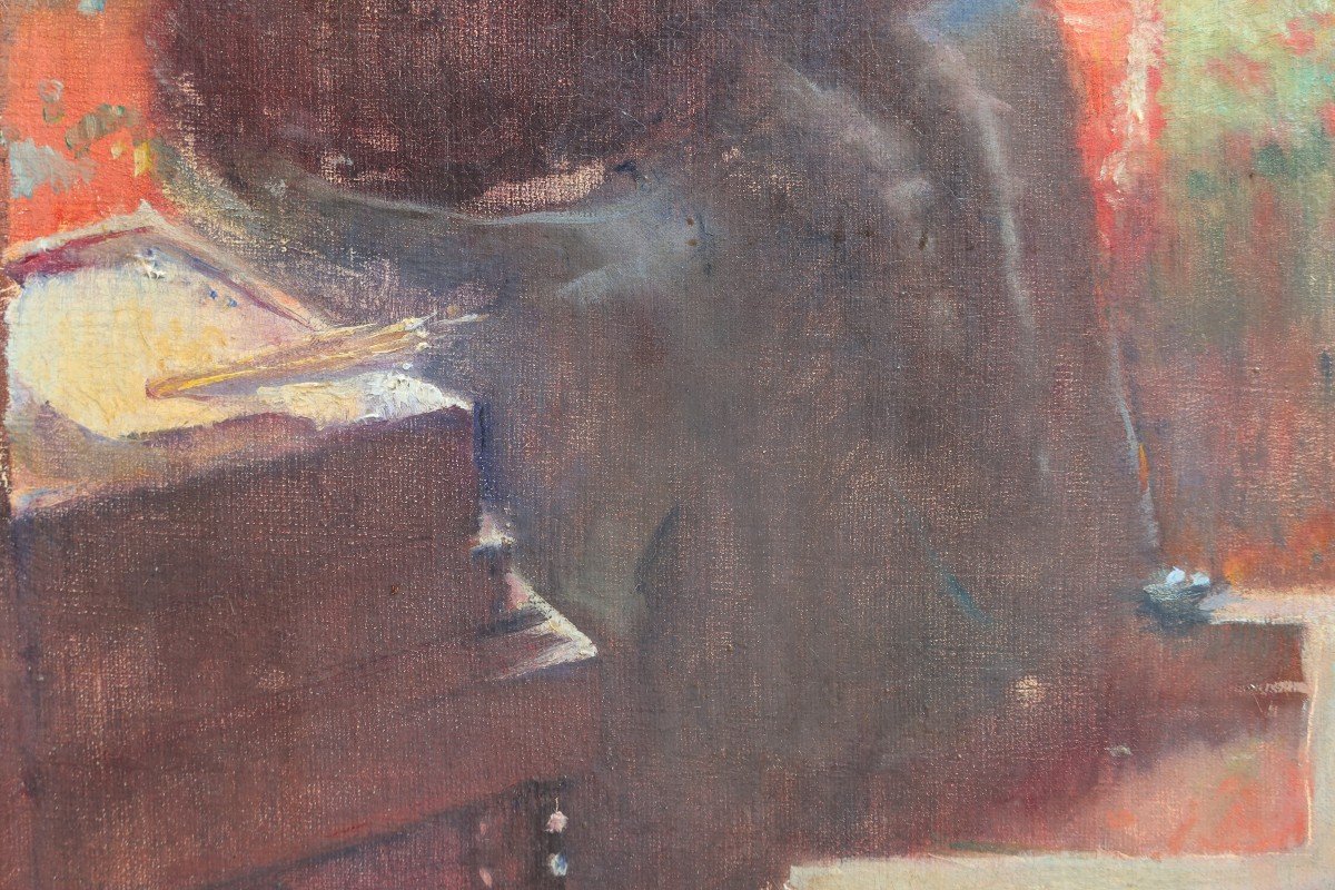 Femme regardant un tableau. Émile Auguste WERY (1868-1935)-photo-4