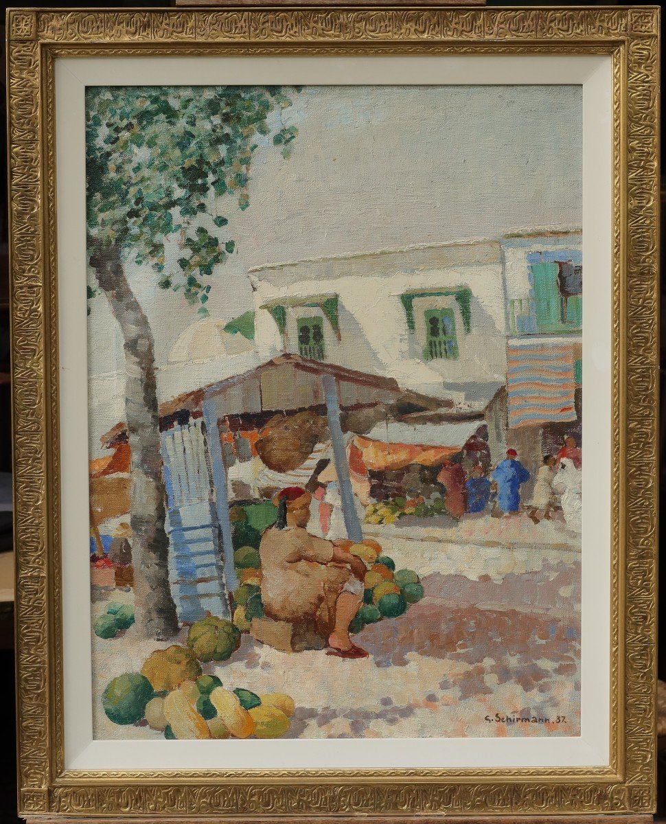 Le marché, Place Halfaouine à Tunis en 1937. Georges SCHIRMANN (1907-1977)-photo-2