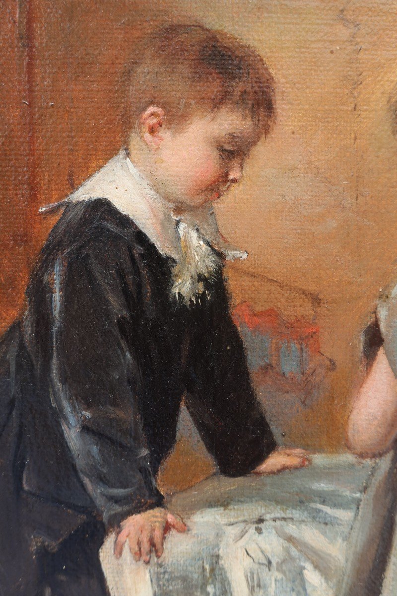 Albert Roosenboom (1845-1875). Two Children Looking At Pictures-photo-2