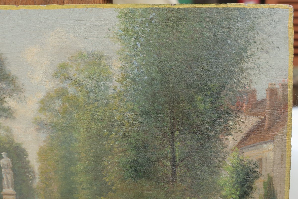 Jardin animé, Ecole vers 1900 signé Paul Lancel-photo-3