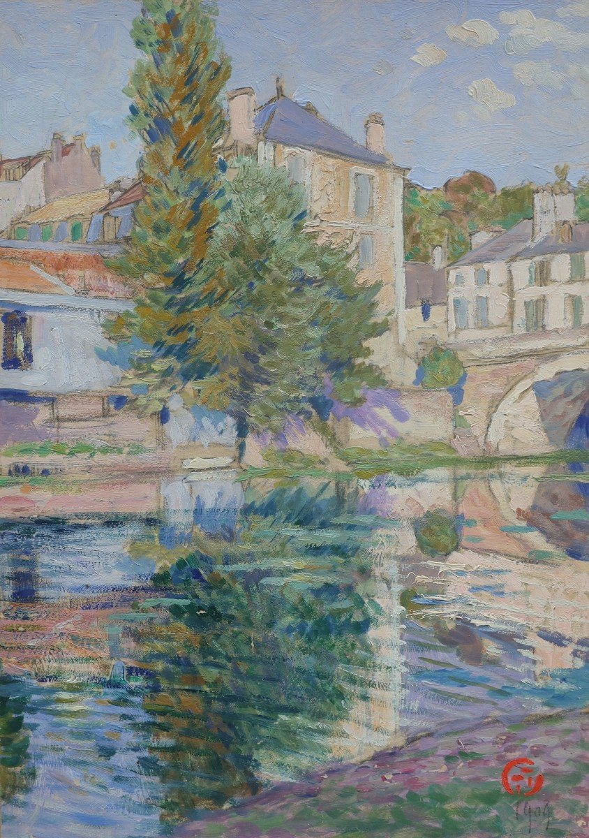 Bridge Over The Yerres At Villeneuve-saint-georges. Lucien Ott (1870-1927)