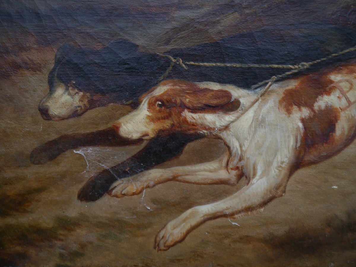 Chasseur et ses chiens 1852 Mathilde Rozet  d'après Le Poittevin-photo-5