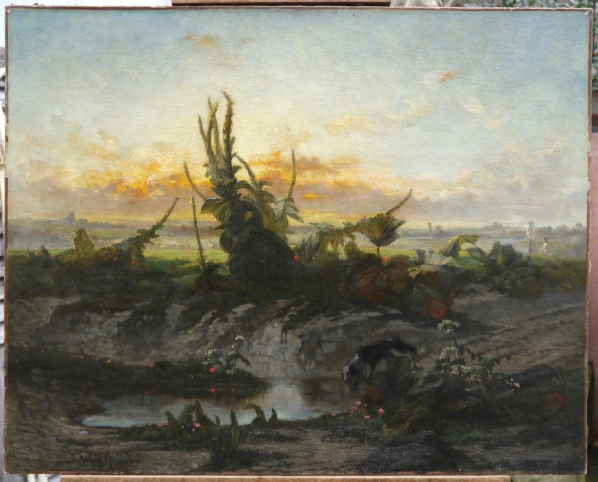 Dog In A Twilight Landscape With White Bubbles, 1856. Julien Girardin (1824-1896)-photo-7