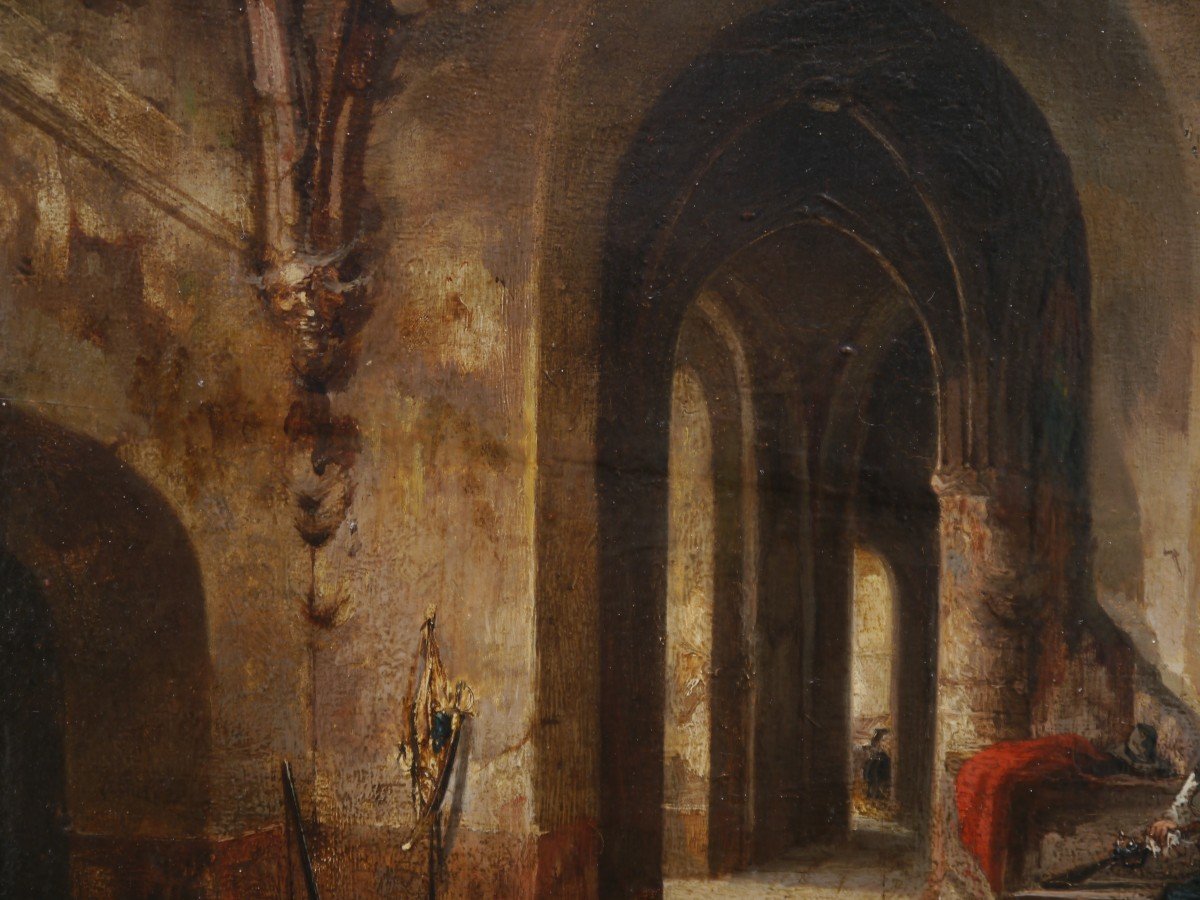 Intérieur de monastère/abbaye, Saragosse. Joseph PAUL-MARTIN (1799-?)-photo-2