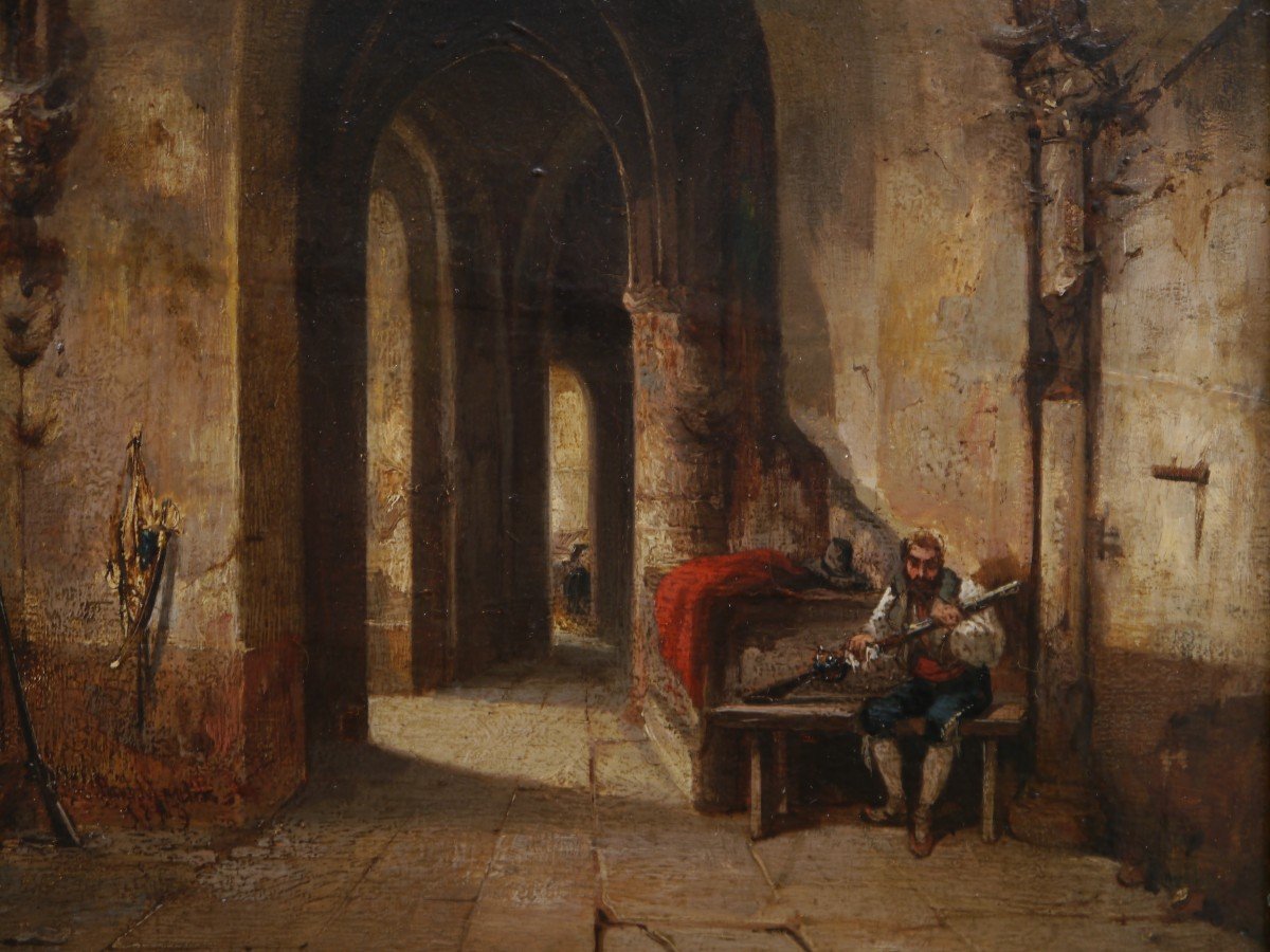 Intérieur de monastère/abbaye, Saragosse. Joseph PAUL-MARTIN (1799-?)-photo-4