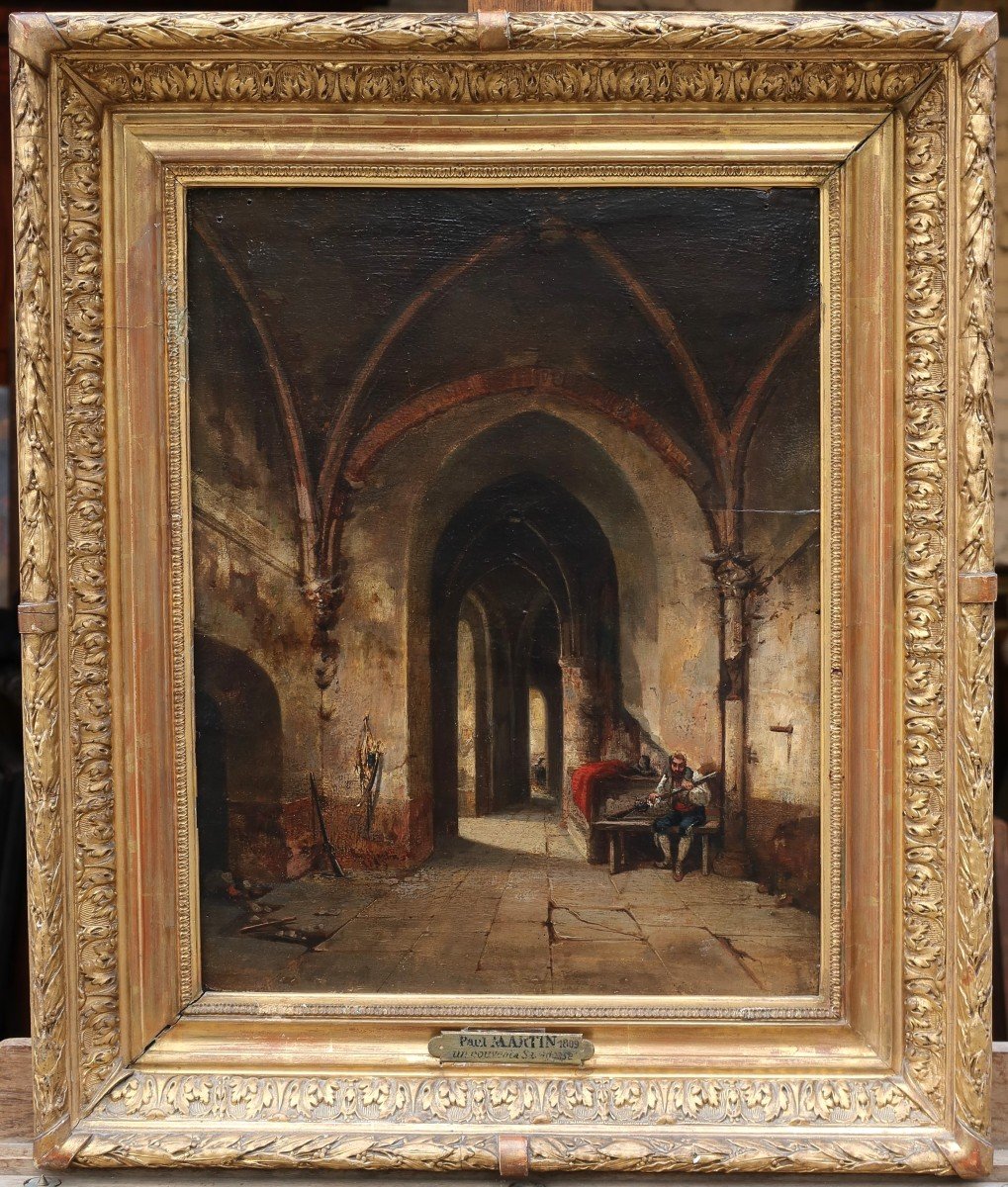 Intérieur de monastère/abbaye, Saragosse. Joseph PAUL-MARTIN (1799-?)