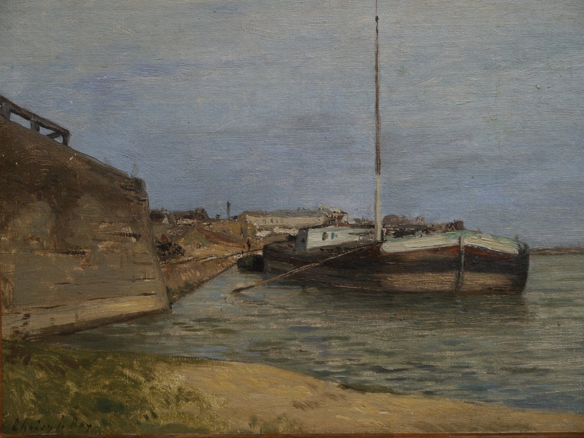 Barge On The Seine At Choisy-le-roi. Eugène Lavieille (1820-1889)-photo-1