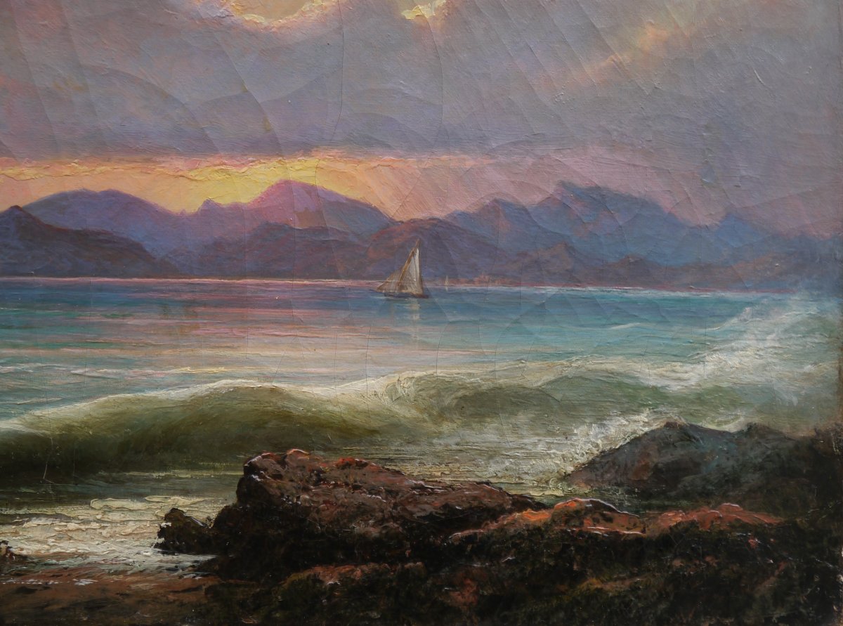 Marine In The Mediterranean, Late 19th Century, Formerly Attrib. Ch Pata (1827-1899)-photo-1