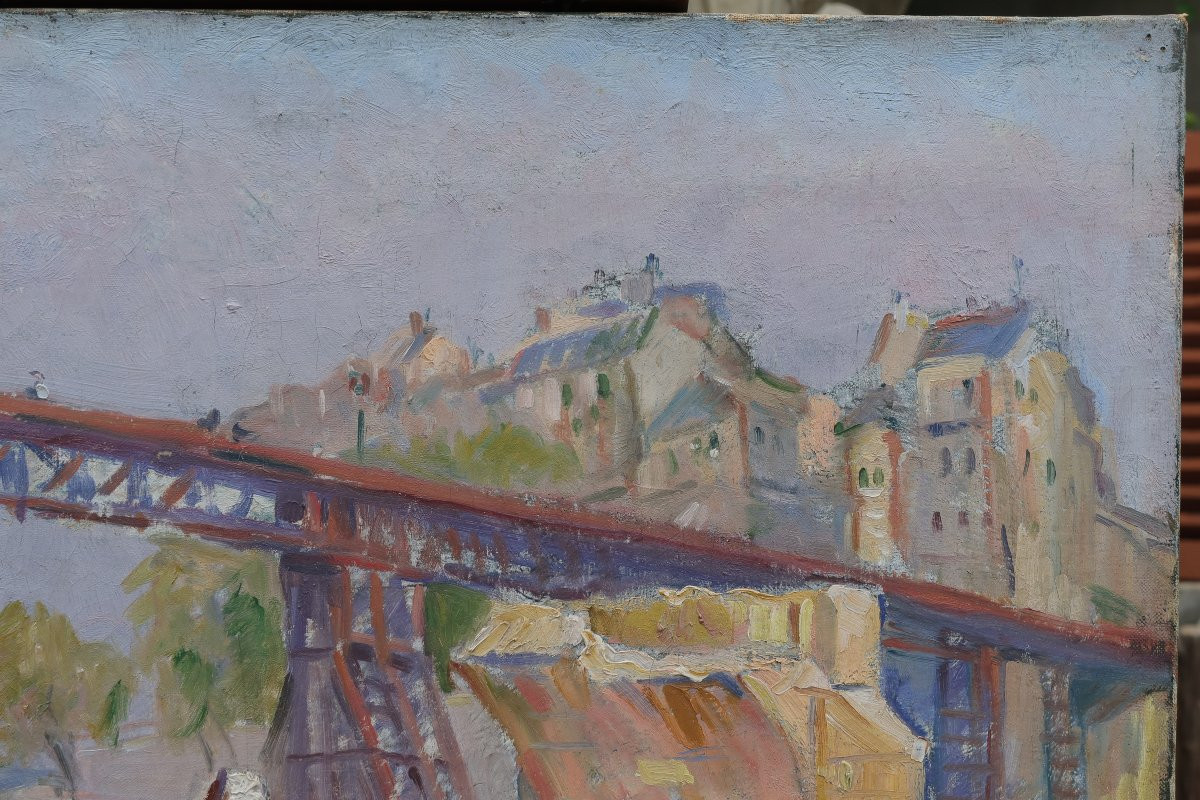 Paris, Temporary Tournelle Bridge 1924-1928. André Dudouit 20th Century-photo-3