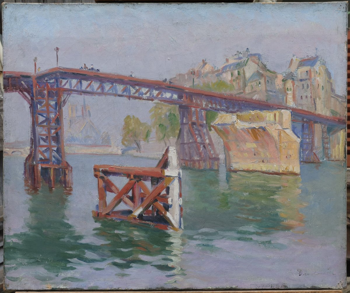Paris, Temporary Tournelle Bridge 1924-1928. André Dudouit 20th Century-photo-4
