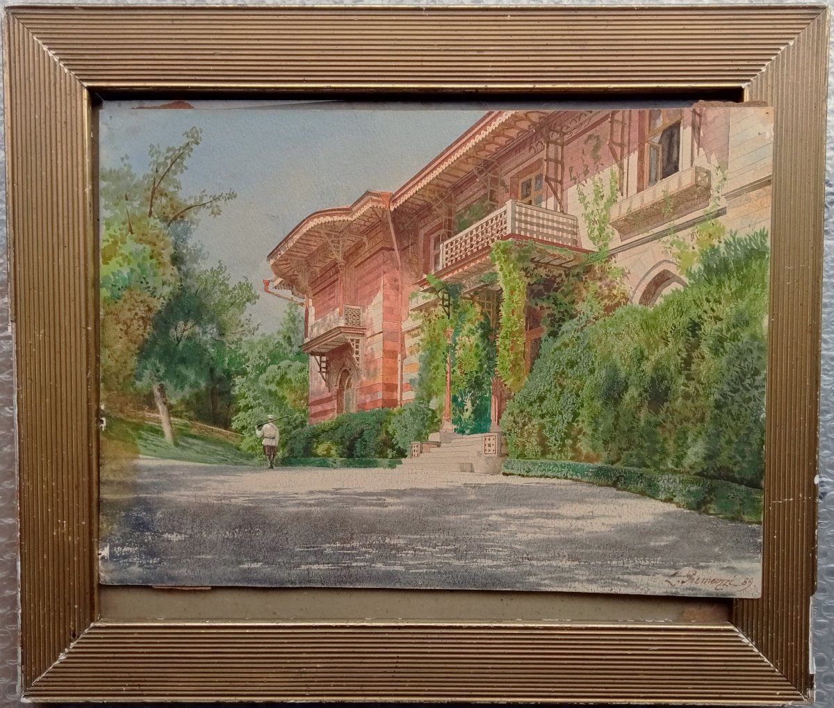Luigi Ossipovitch PREMAZZI (1814-1891). Le petit palais d'Alexandre II à  Livadia-photo-3