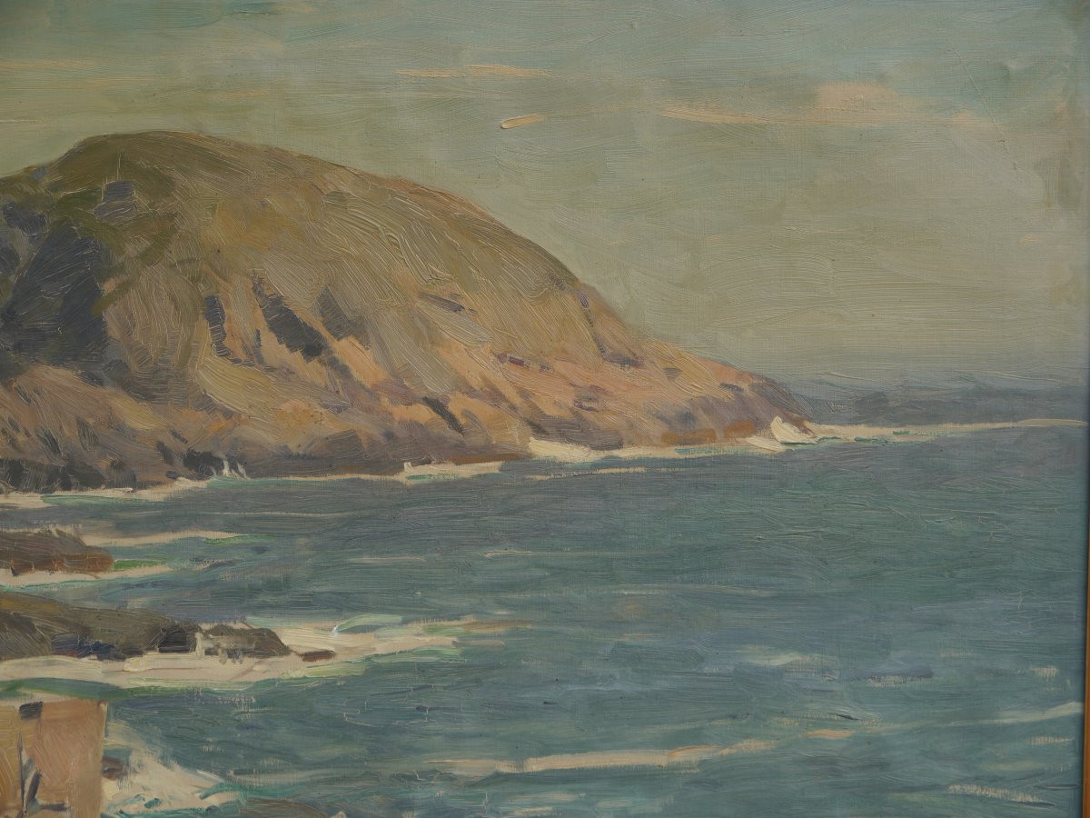 Marine, côte rocheuse. Gunnar WALLENTIN (1905-1985),peintre suédois-photo-4
