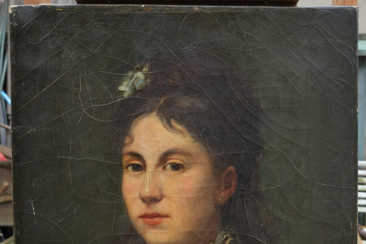 Portrait femme au Châle- Jules CHARDIGNY (1842-1892)-photo-3