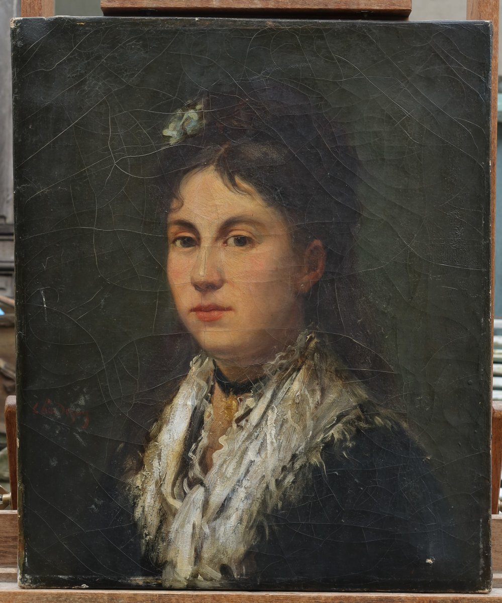 Portrait femme au Châle- Jules CHARDIGNY (1842-1892)-photo-7