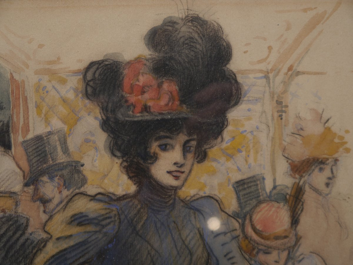 Elégante dans une brasserie parisienne 1898. Lubin DE BEAUVAIS (1873-1917)-photo-3