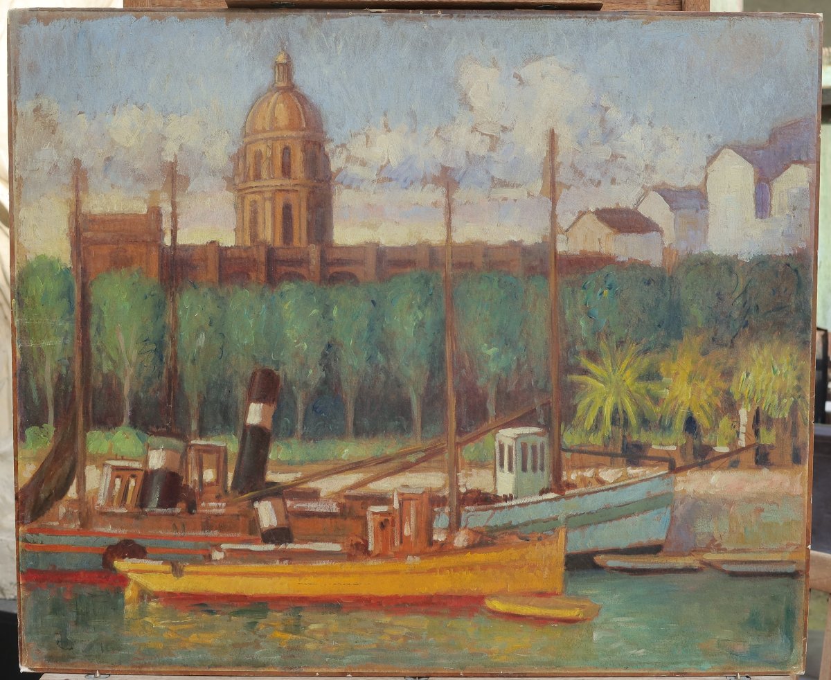 Robert Nettleton Field (1899-1987). Busy Port. Southern Hemisphere?-photo-2
