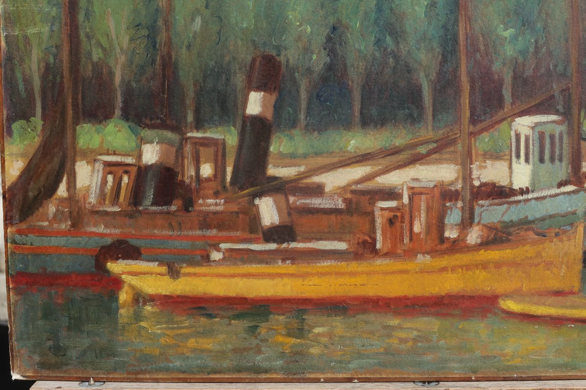 Robert Nettleton Field (1899-1987). Busy Port. Southern Hemisphere?-photo-3