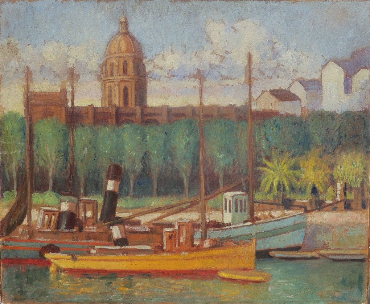 Robert Nettleton Field (1899-1987). Busy Port. Southern Hemisphere?