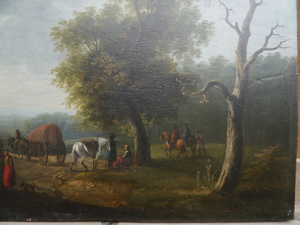 Animated Landscape With Horses And Riders - Romantic School, Early 19th Century, Follower Of Jean Louis Demarne-photo-1