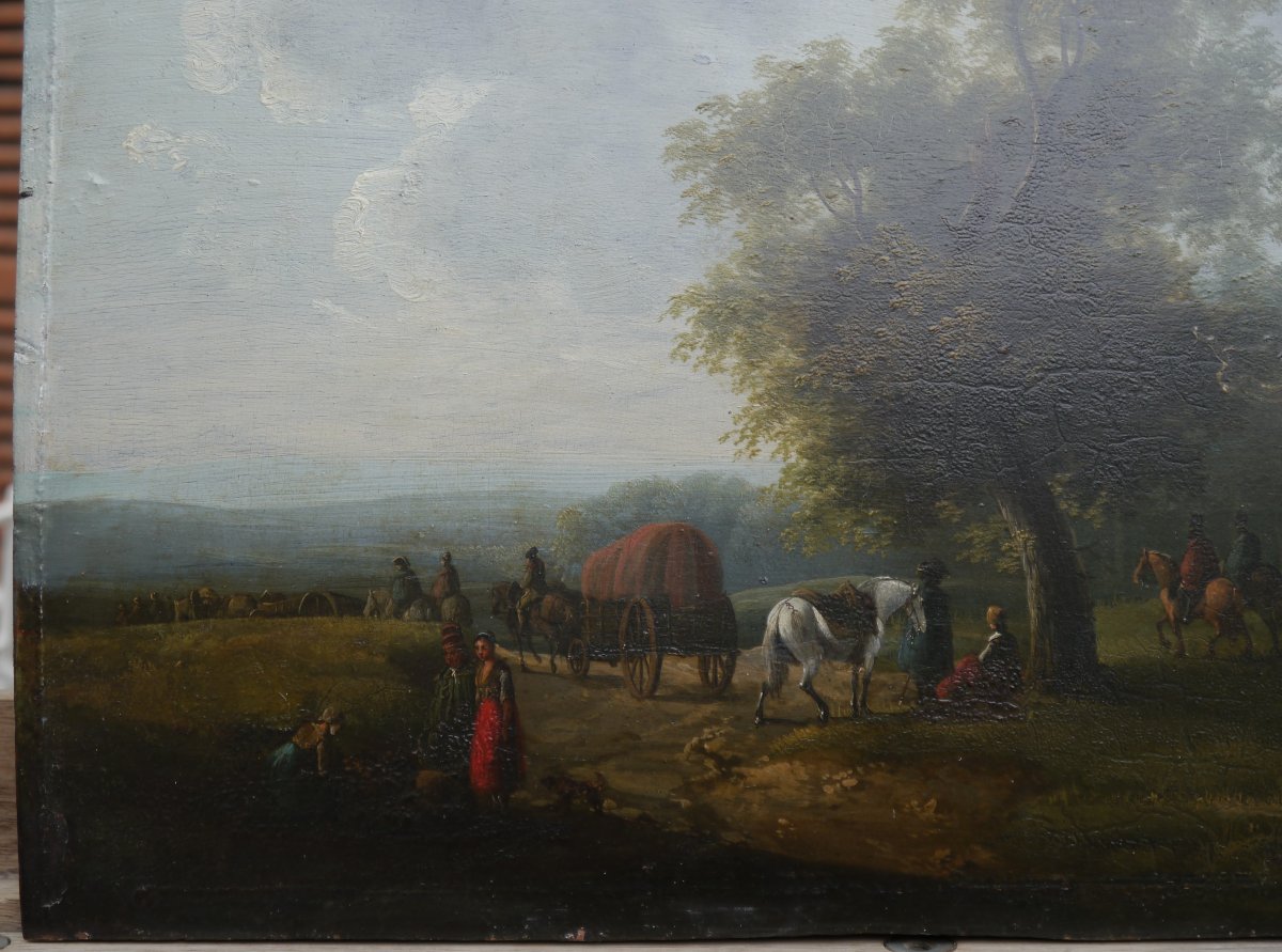 Animated Landscape With Horses And Riders - Romantic School, Early 19th Century, Follower Of Jean Louis Demarne-photo-2