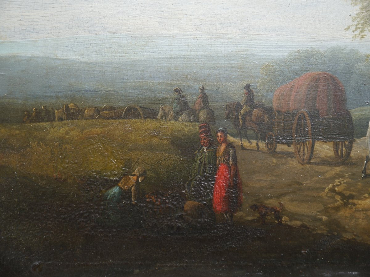 Animated Landscape With Horses And Riders - Romantic School, Early 19th Century, Follower Of Jean Louis Demarne-photo-4