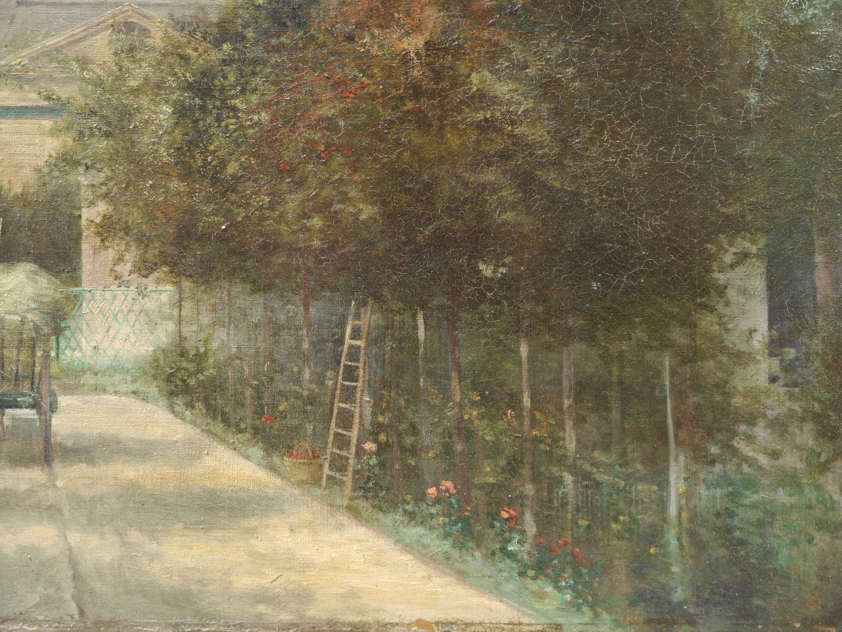 Gardener And His Cart, Garden Near The Church. E. Martin 1886-photo-4