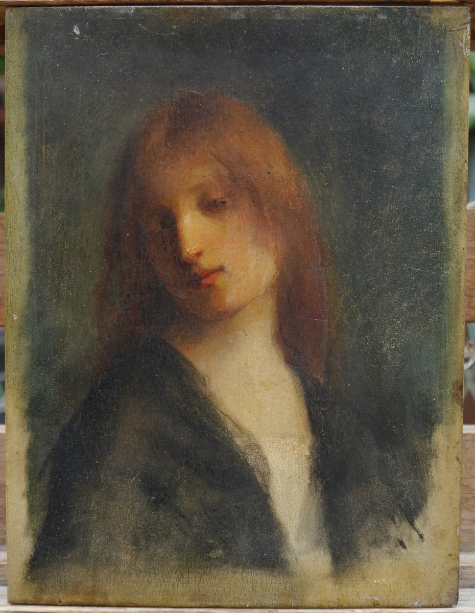 Portrait Of A Redheaded Woman. Symbolist School, 1900-photo-3