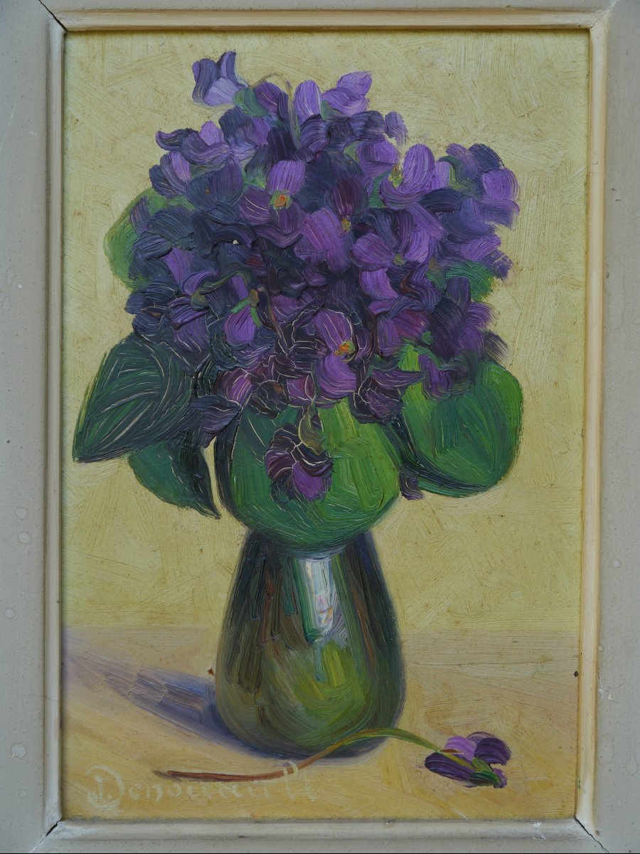 Bouquet de violettes. Signé Denouault XXè-photo-2