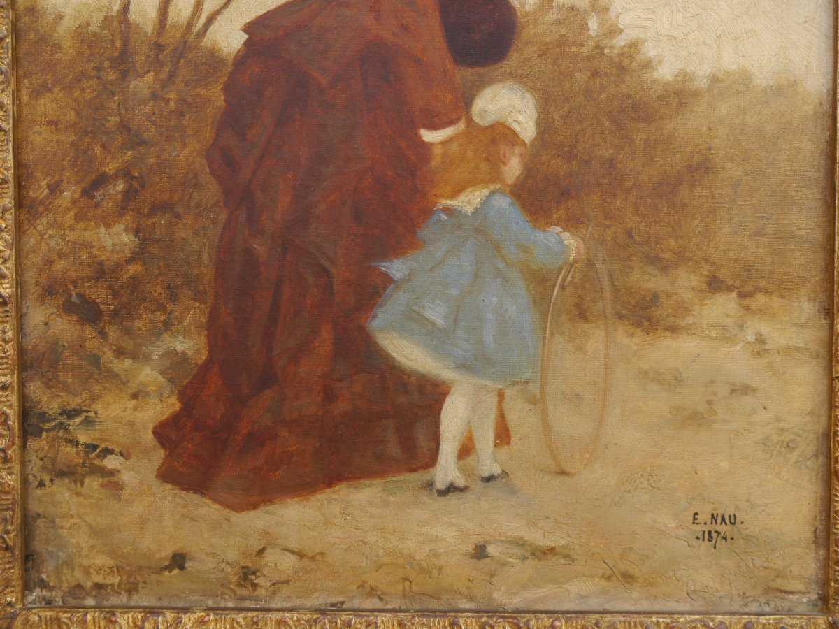 Femme et enfant au cerceau, fin XIXè-photo-1