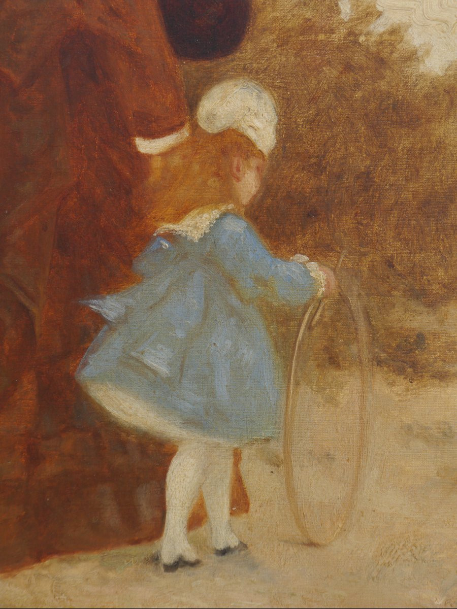 Femme et enfant au cerceau, fin XIXè-photo-3
