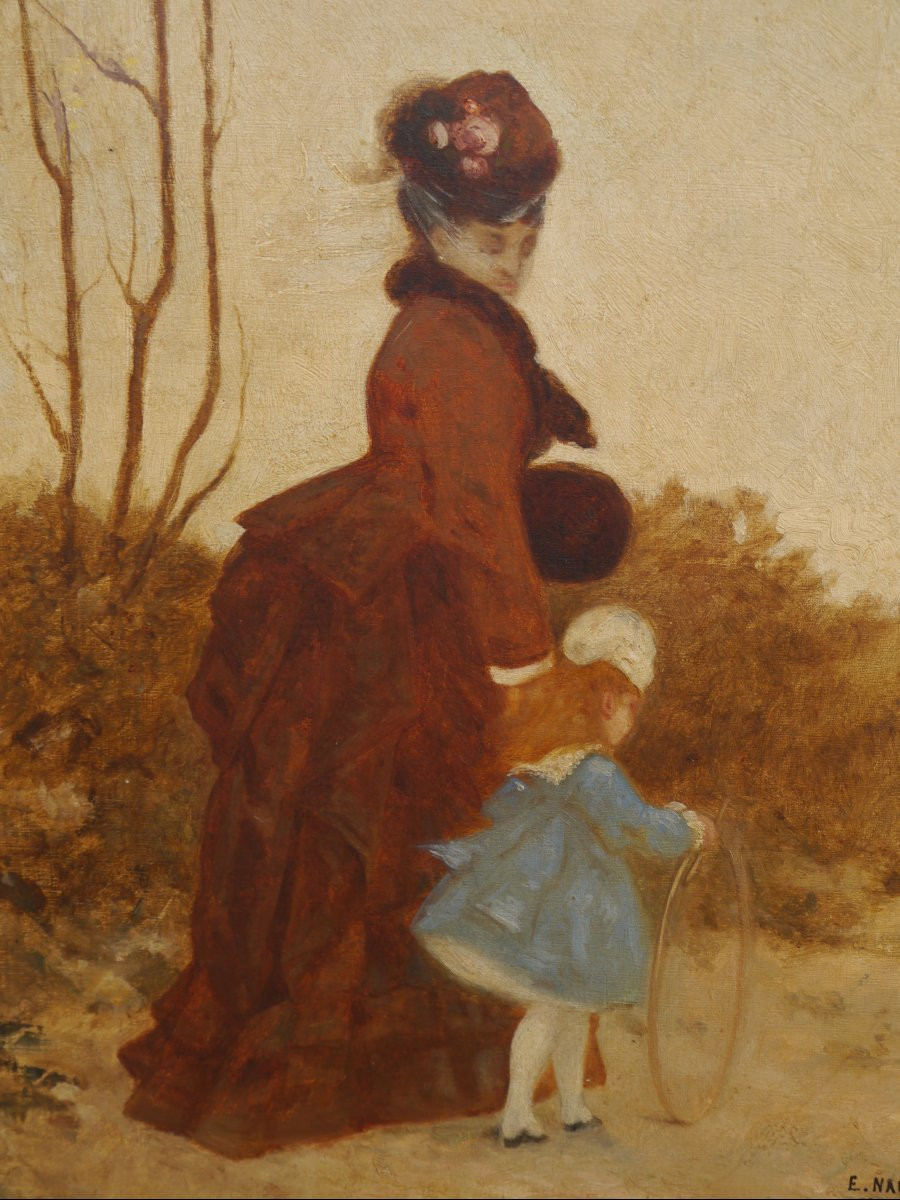 Femme et enfant au cerceau, fin XIXè-photo-4