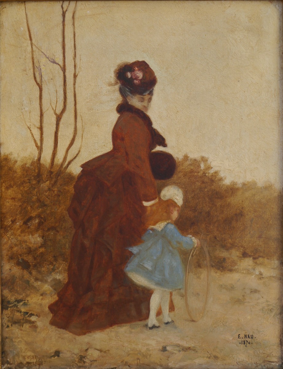 Femme et enfant au cerceau, fin XIXè