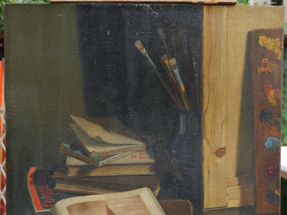 Les objets du peintres, vers 1950, signé.-photo-2