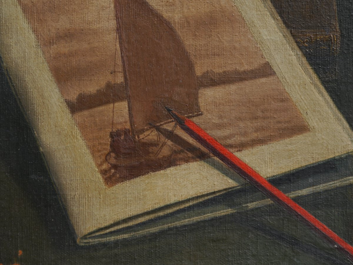 Les objets du peintres, vers 1950, signé.-photo-5